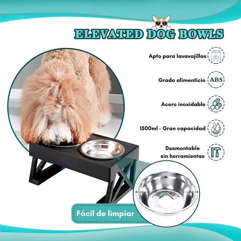 Comedero Bebedero Ajustable Para Mascotas