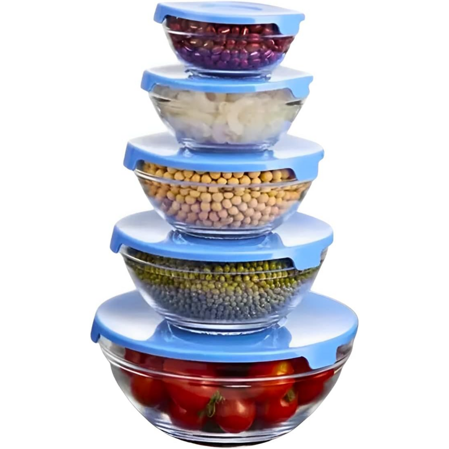 Set 5 Taper Bowl Vidrio Para Alimentos